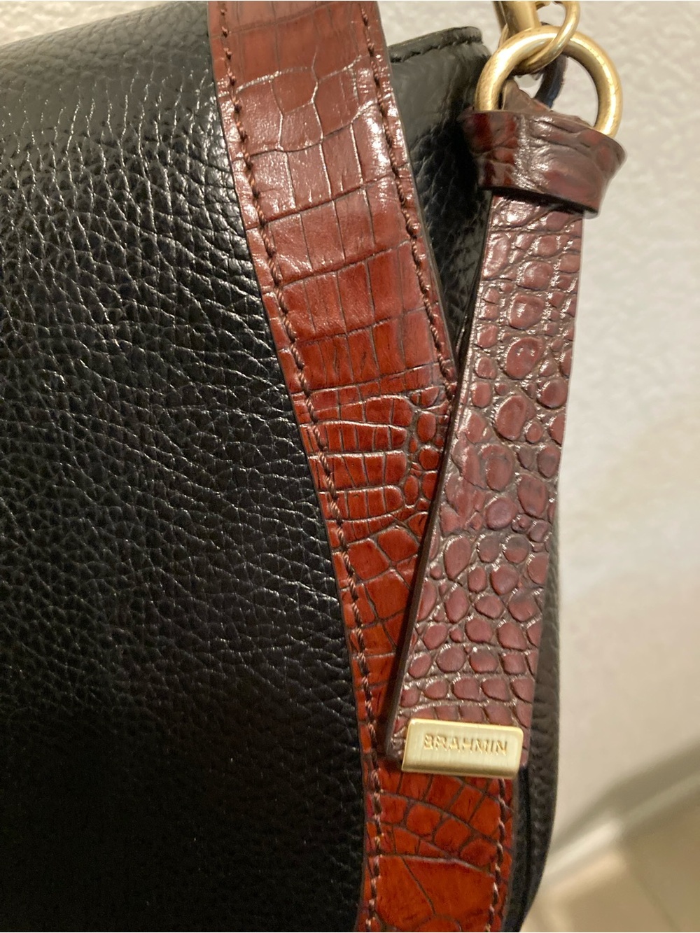 Brahmin Black and Brown “Sonny” Crossbody Saddle Bag - Picture 7 of 11